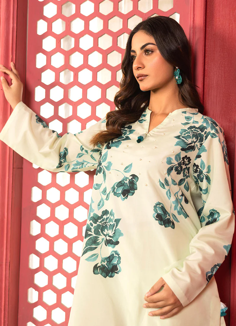 Mint Green Lawn Printed Co-ord Set - Image 5