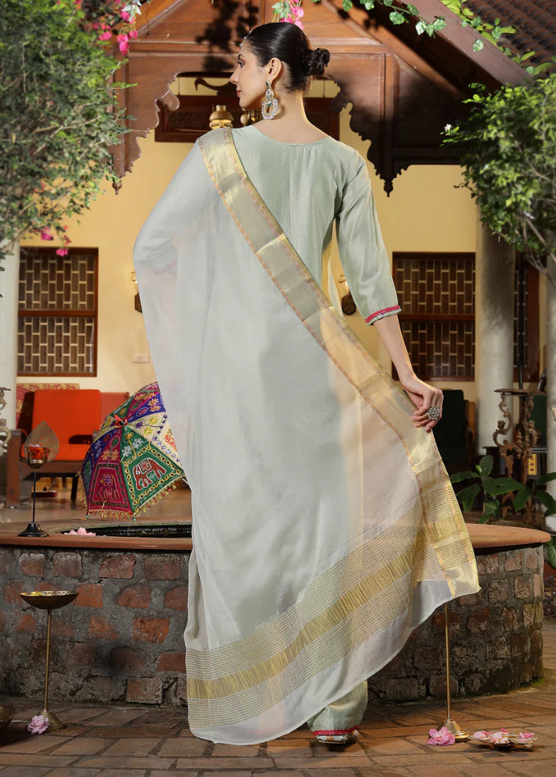 Mint Green Silk Suit Set - Image 2