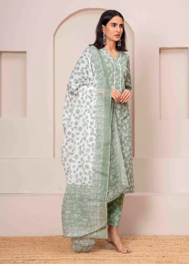 Mint Green Straight Cut Suit Set - Image 2