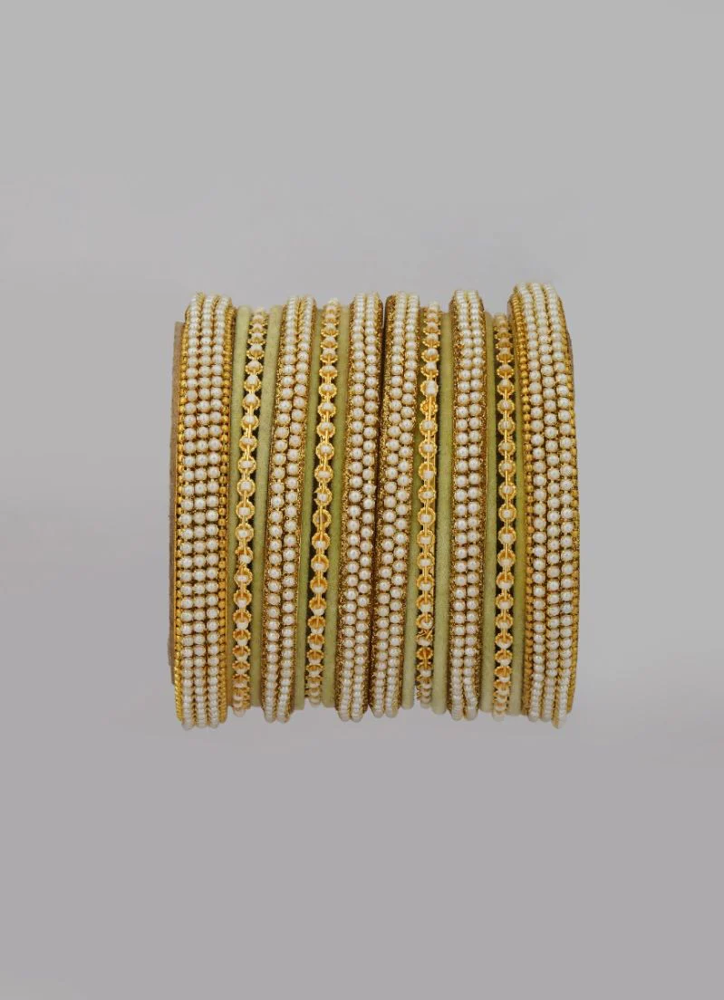 Mint Green Velvet Bangle Set - Image 4