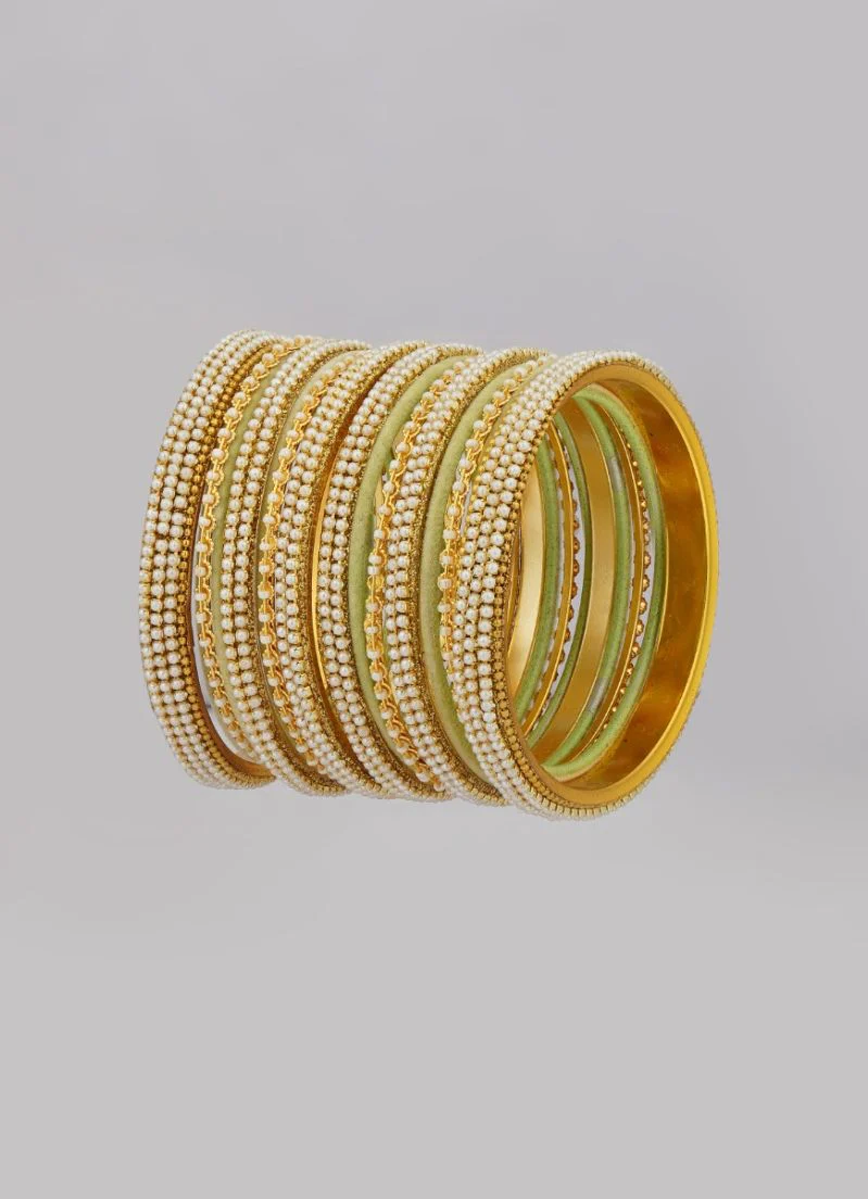 Mint Green Velvet Bangle Set - Image 5