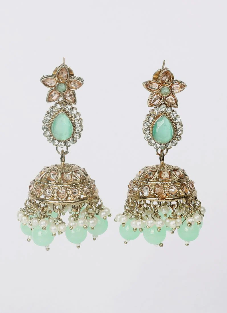 Mint Pearl Choker Necklace Set - Image 2