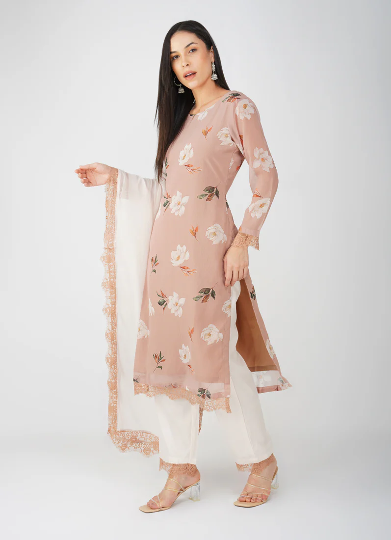 Mouse Brown Floral Printed Suit Set - Image 2