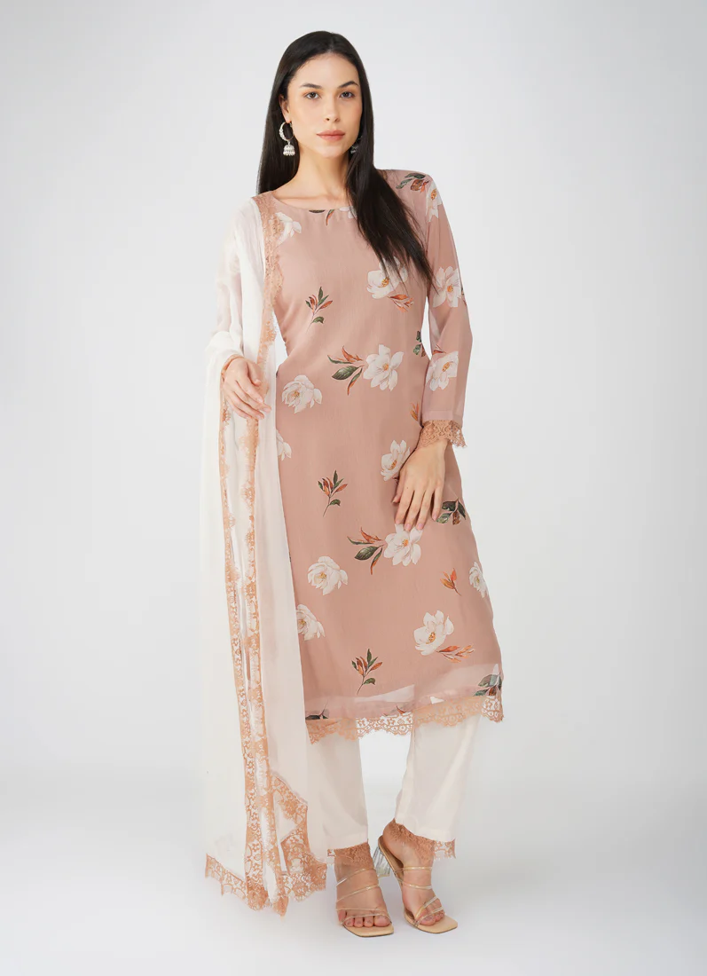 Mouse Brown Floral Printed Suit Set - Image 3