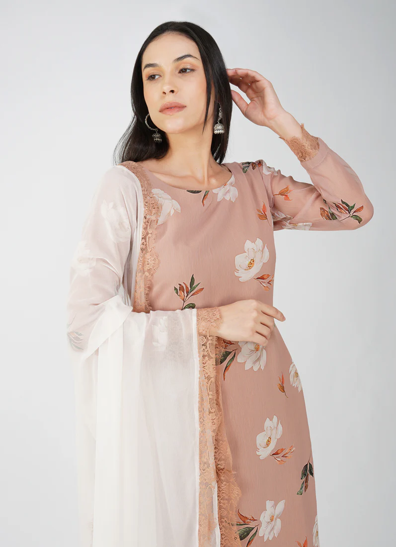 Mouse Brown Floral Printed Suit Set - Image 4