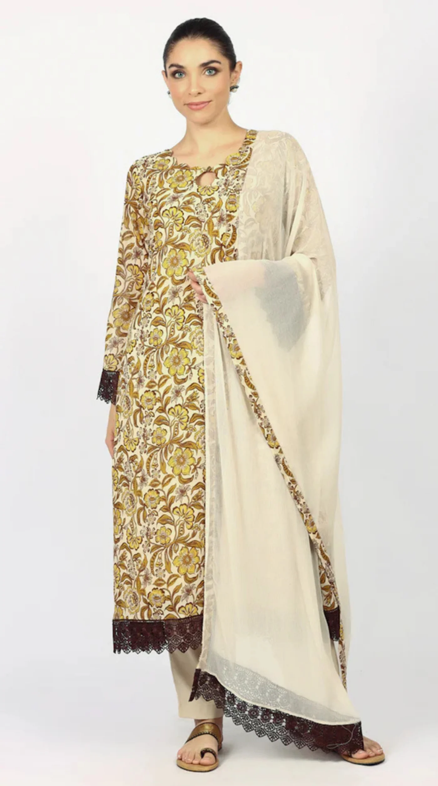 Mouse Brown Georgette Printd Suit Set - Image 2