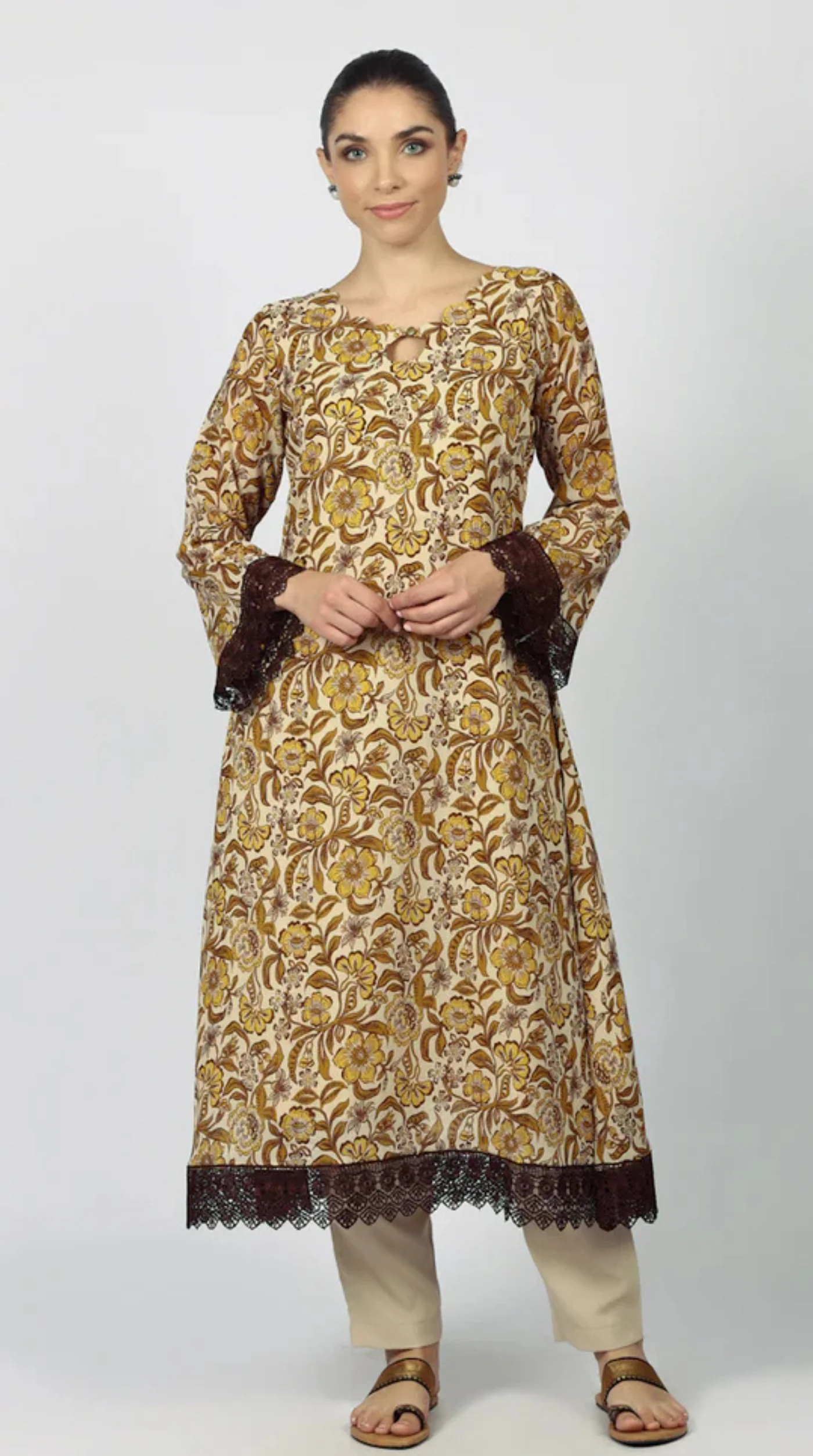 Mouse Brown Georgette Printd Suit Set - Image 4