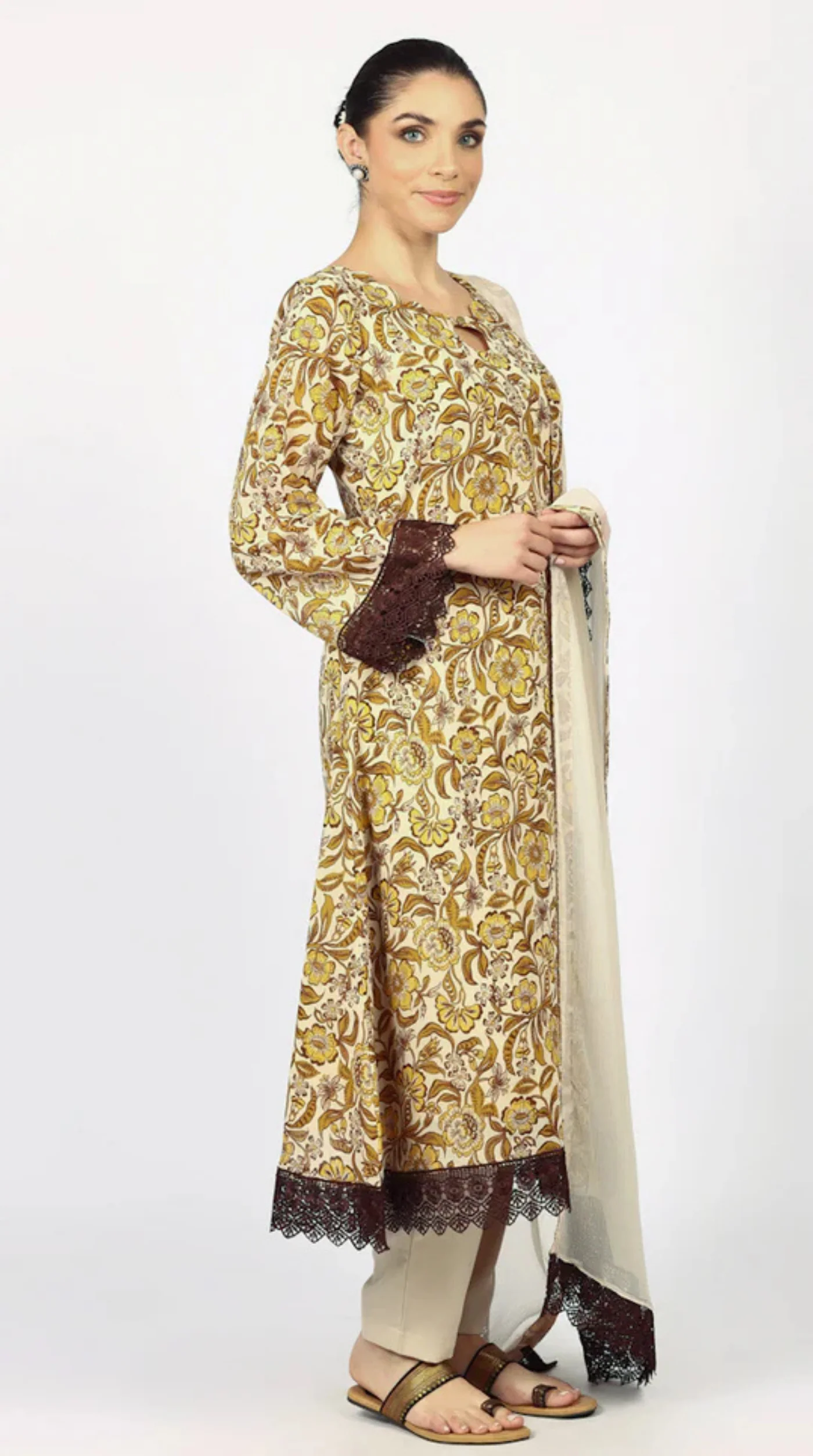 Mouse Brown Georgette Printd Suit Set - Image 5