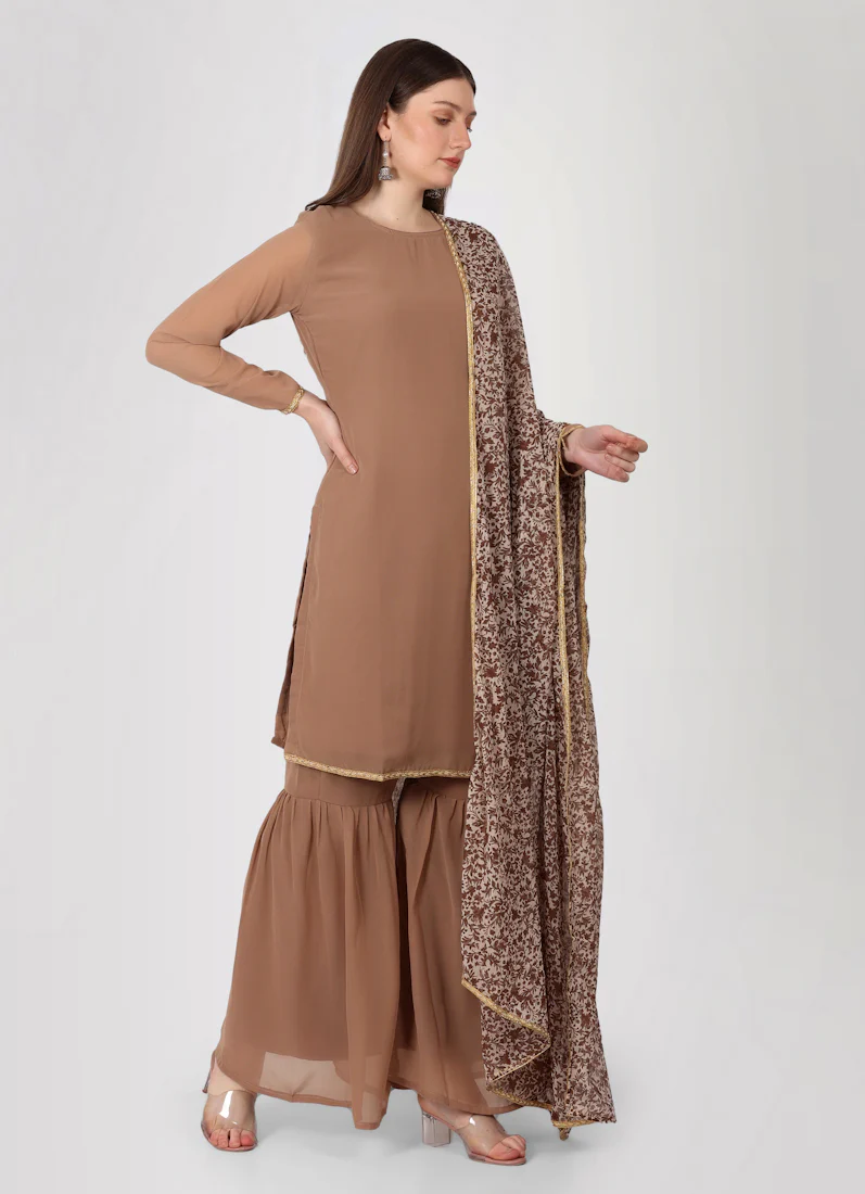 Mouse Brown Gharara Suit Set - Image 2