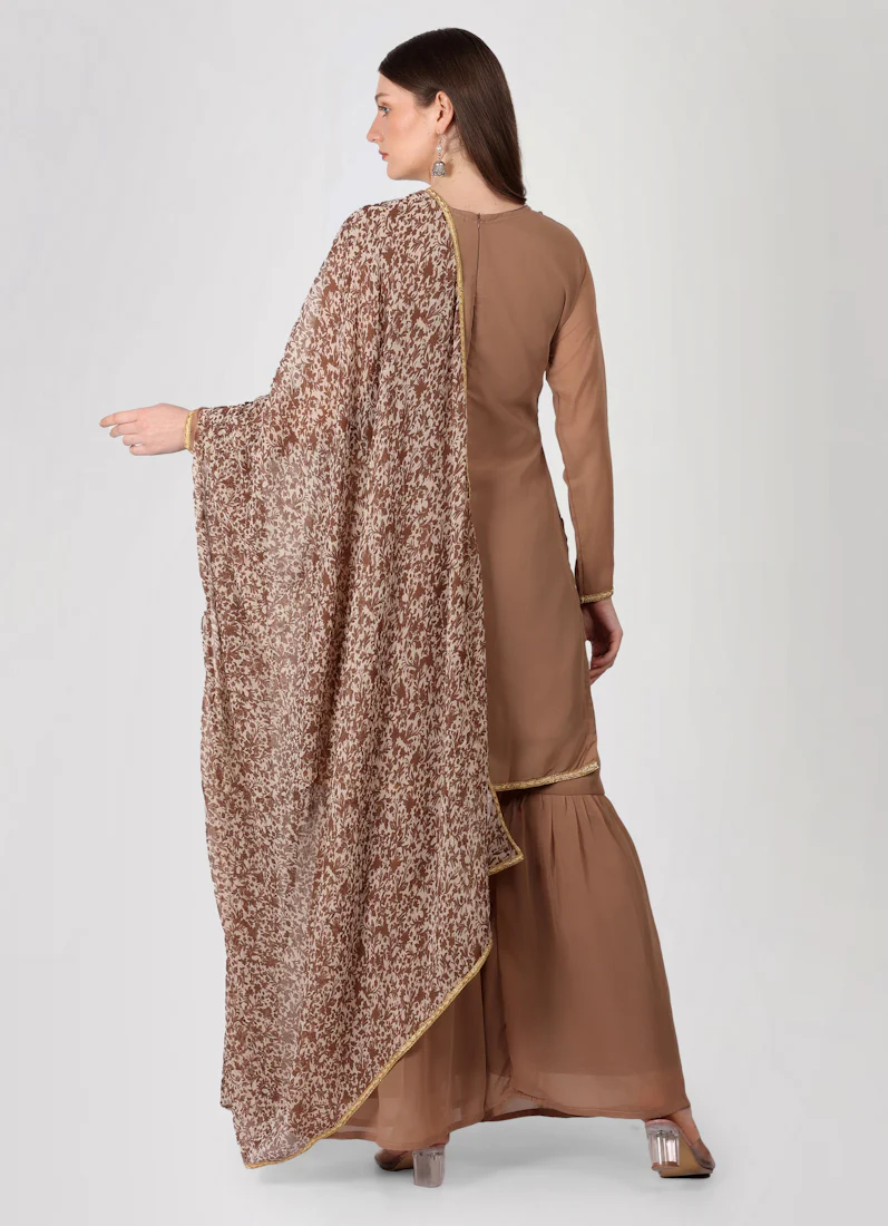 Mouse Brown Gharara Suit Set - Image 4