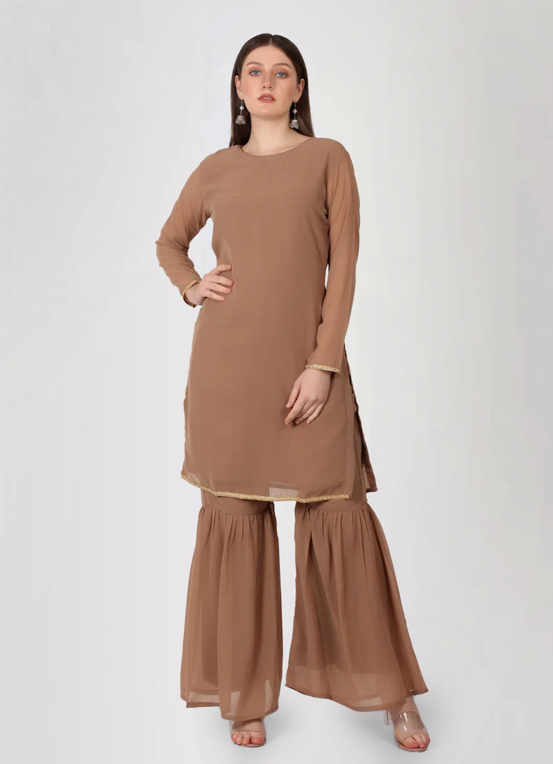 Mouse Brown Gharara Suit Set - Image 5