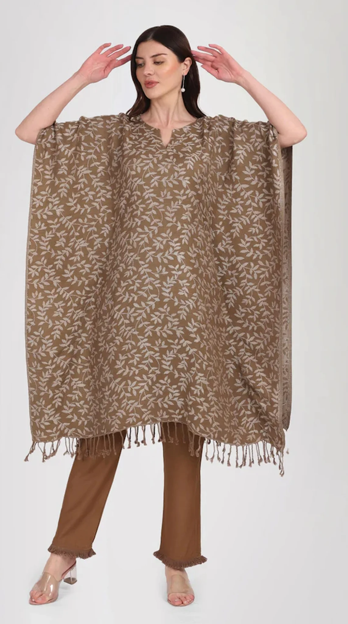 Mouse Brown Kaftan Style Shawl Co-ord Set - Image 3