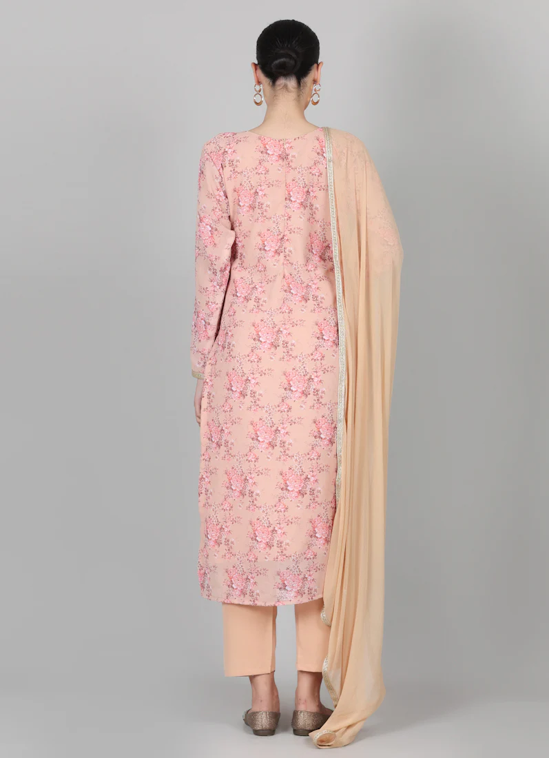 Mouse Brown Straight Cut Floral Printed Suit Set - Image 6