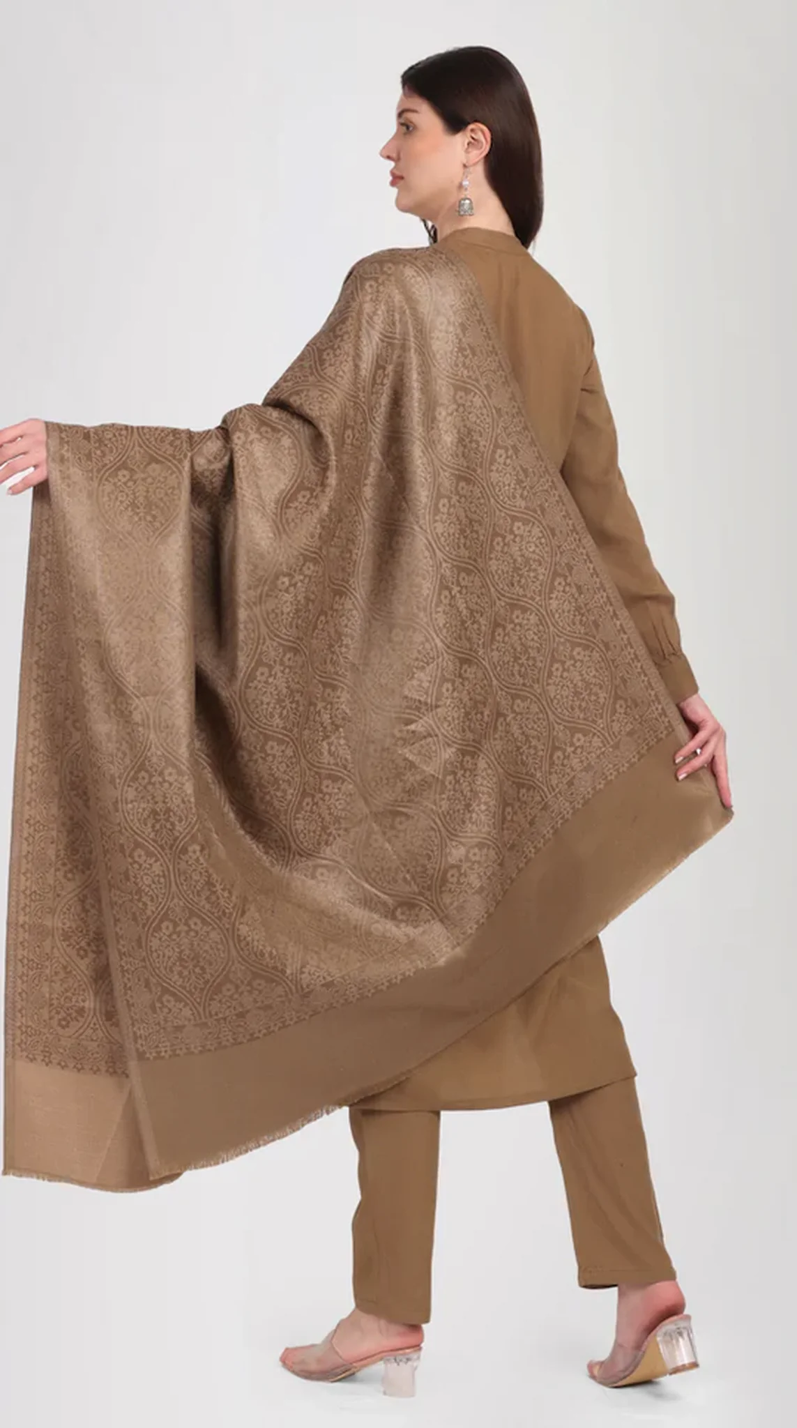 Mouse Brown Straight Cut Shawl Suit Set - Image 2