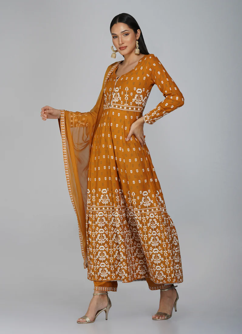 Mustard Anarkali Suit Set - Image 2