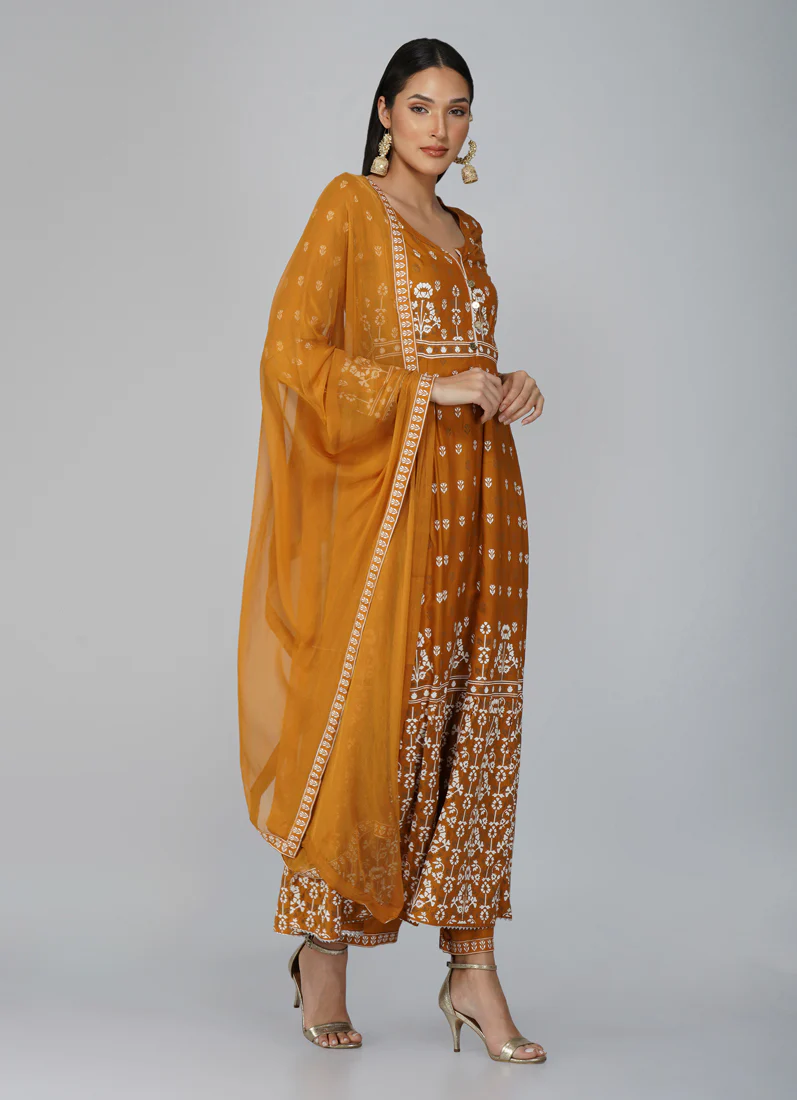 Mustard Anarkali Suit Set - Image 3