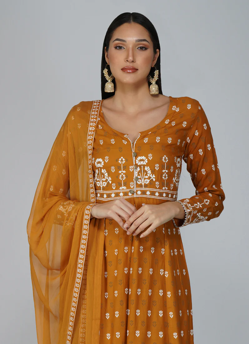 Mustard Anarkali Suit Set - Image 4