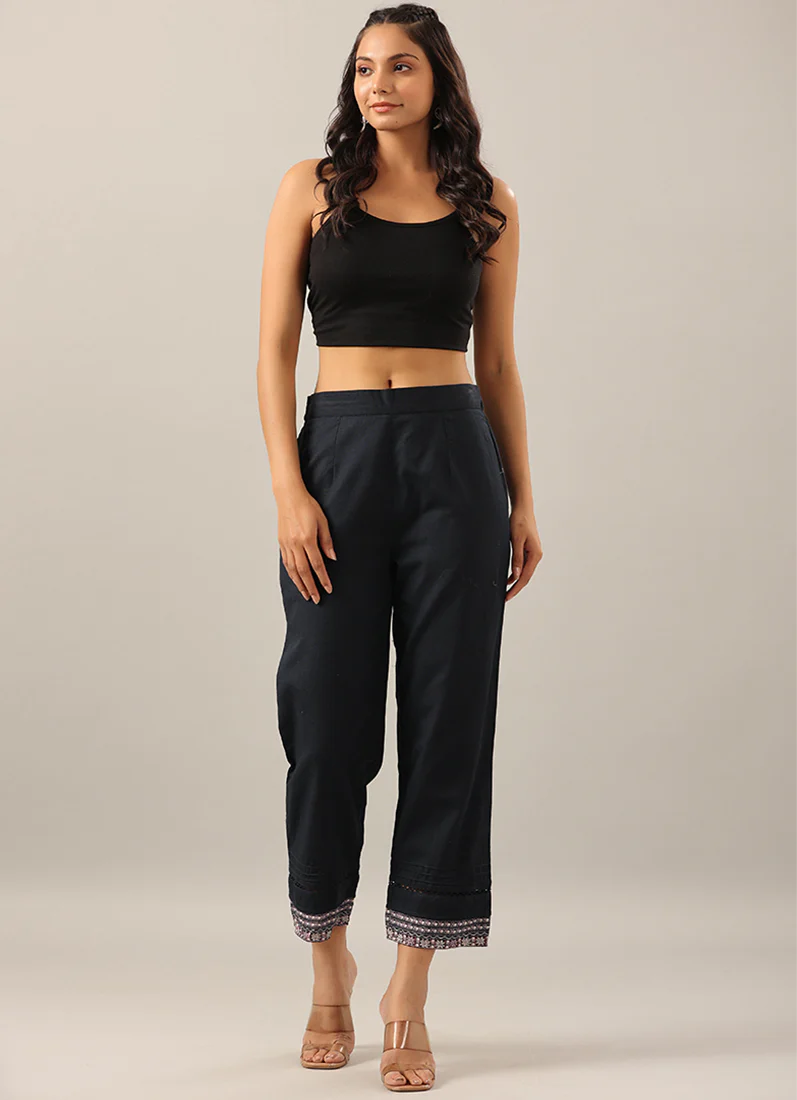Navy Blue Cotton Pants - Image 2