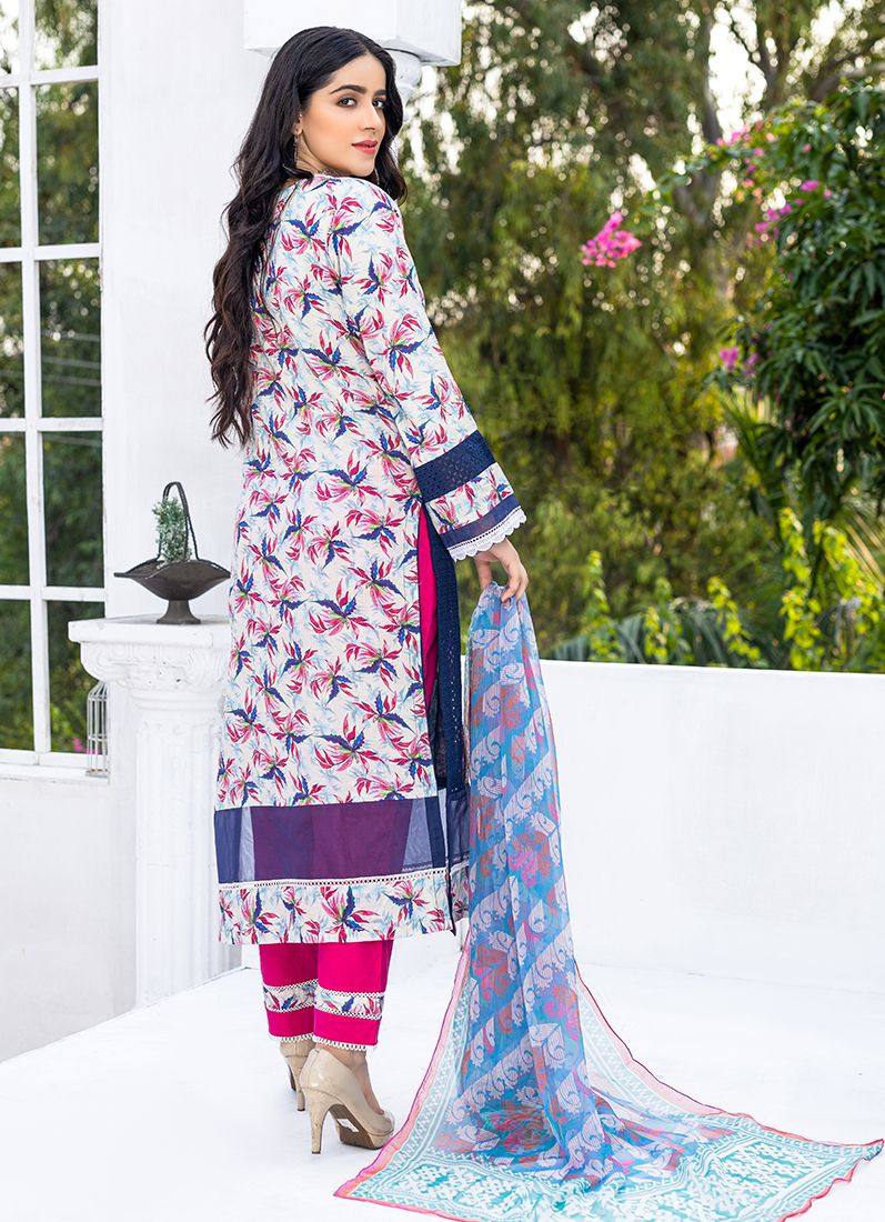 Navy Blue Digital Printed Suit Set - Image 3