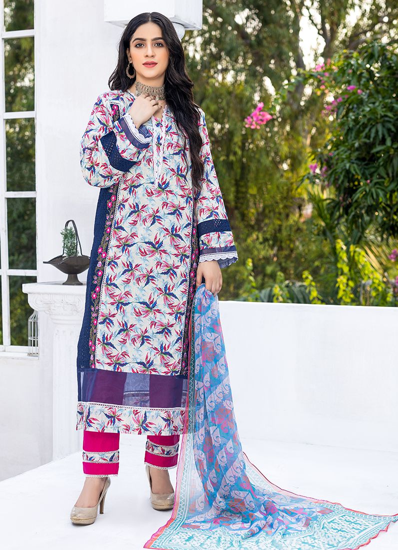 Navy Blue Digital Printed Suit Set - Image 4