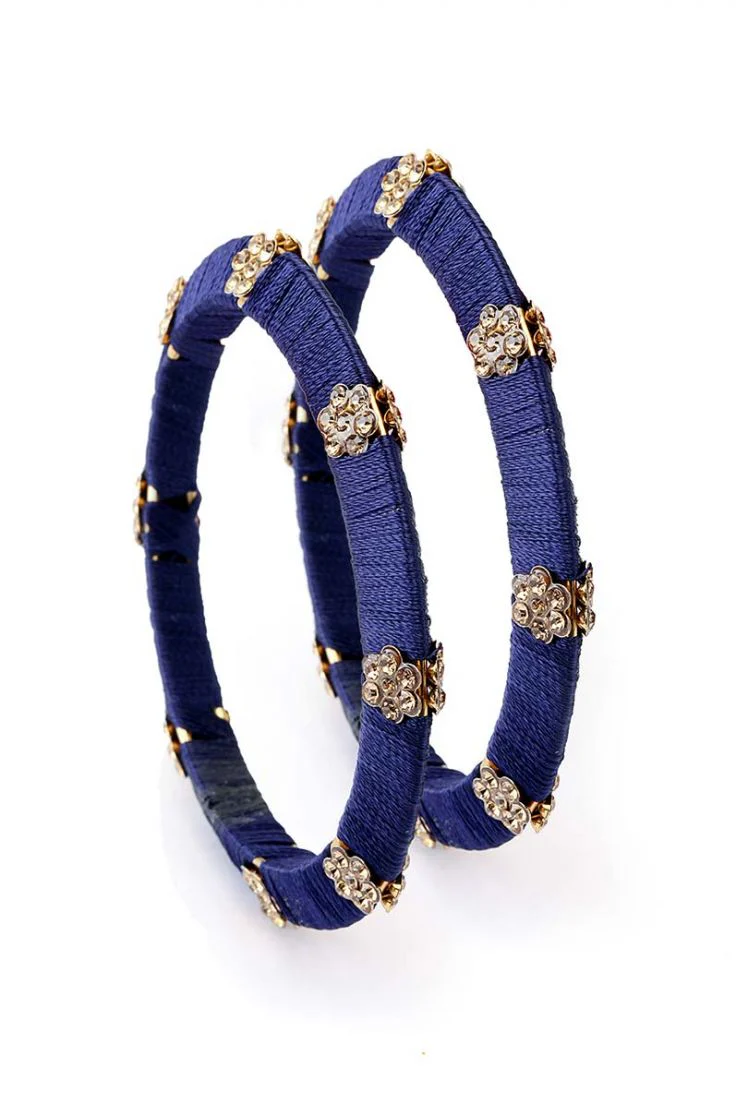Navy Blue Engraved Bangle Set - Image 3