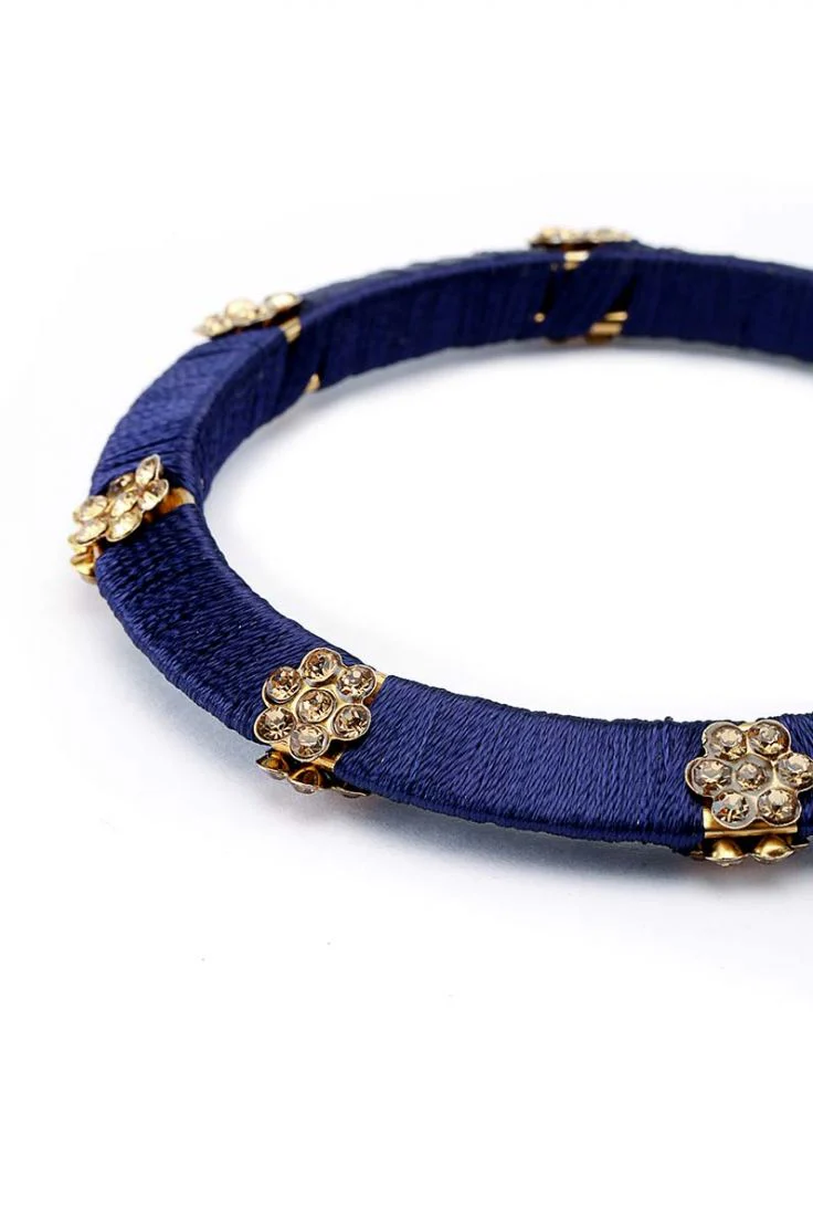 Navy Blue Engraved Bangle Set - Image 4