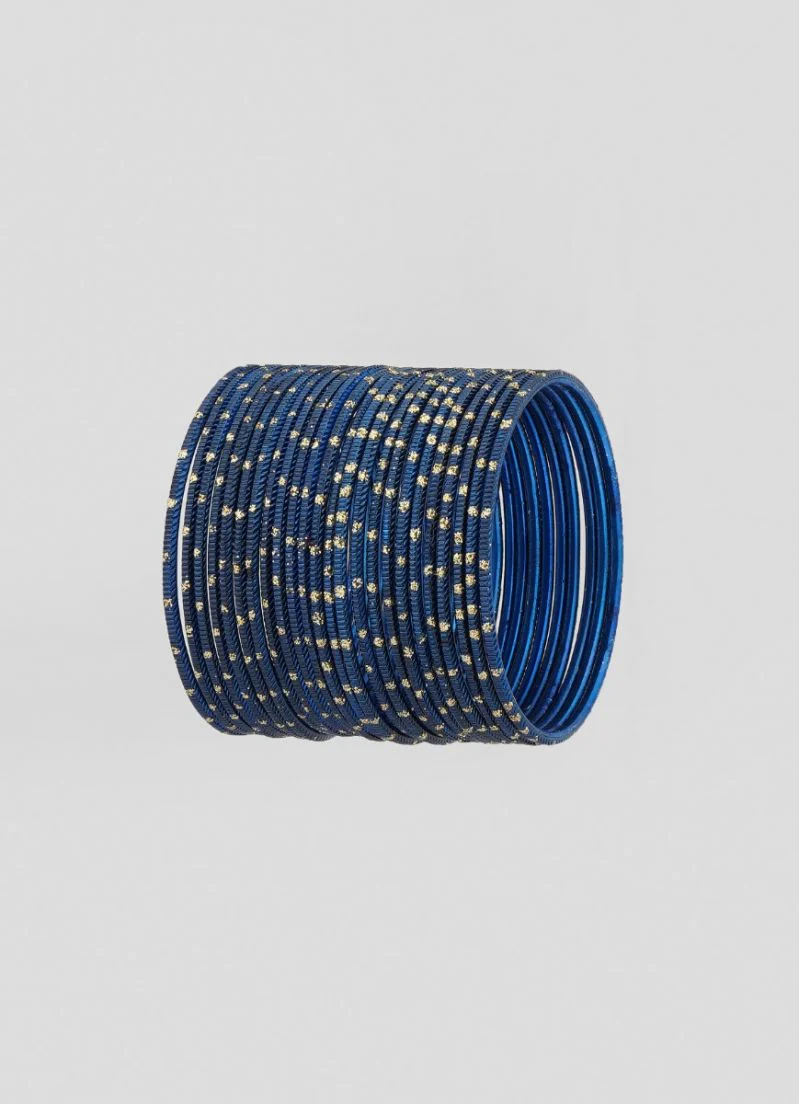 Navy Blue Glitter Bangles Lightweight Jewellery Set for Weddings & Special Occasions - Image 3