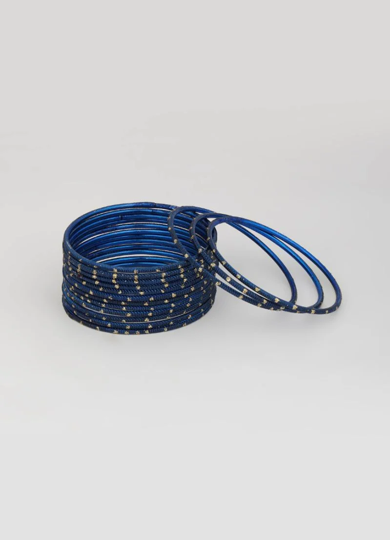 Navy Blue Glitter Bangles Lightweight Jewellery Set for Weddings & Special Occasions - Image 4