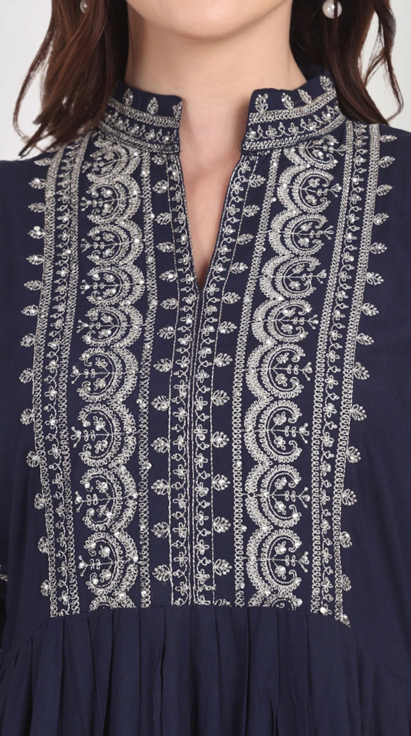 Navy Blue Zari Embroidered Suit Set - Image 6
