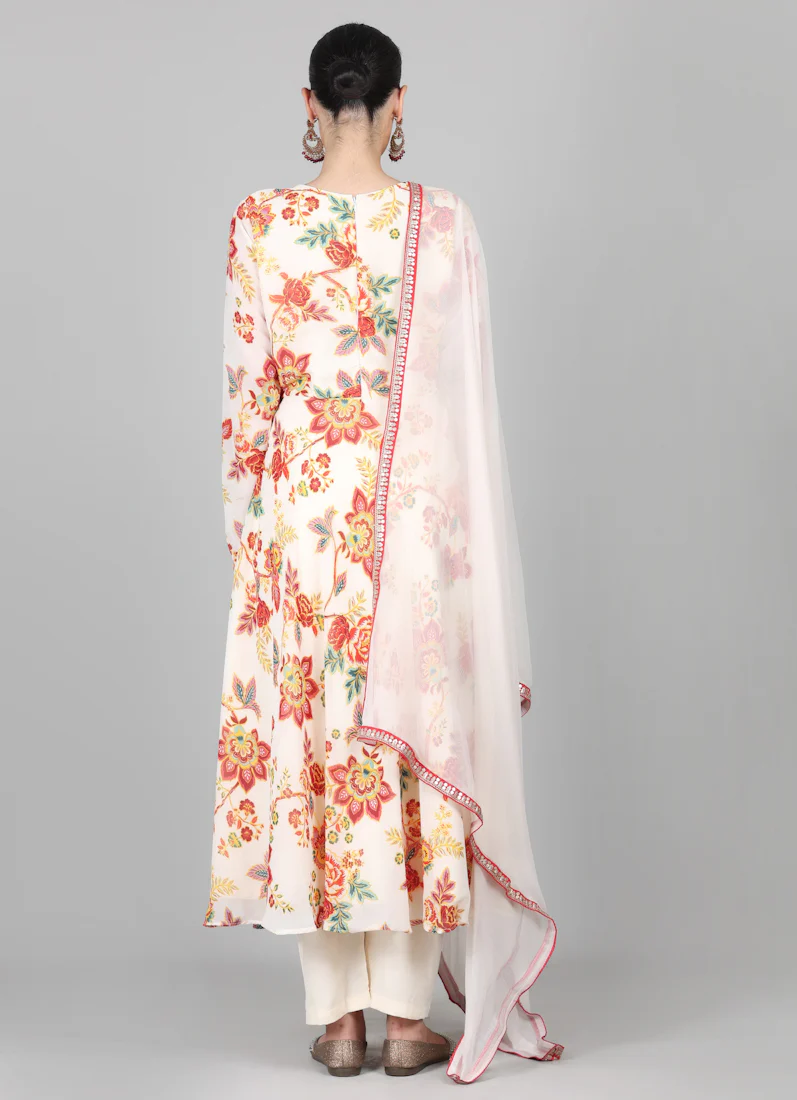 Off-White Floral Printed Suit Set - Image 6