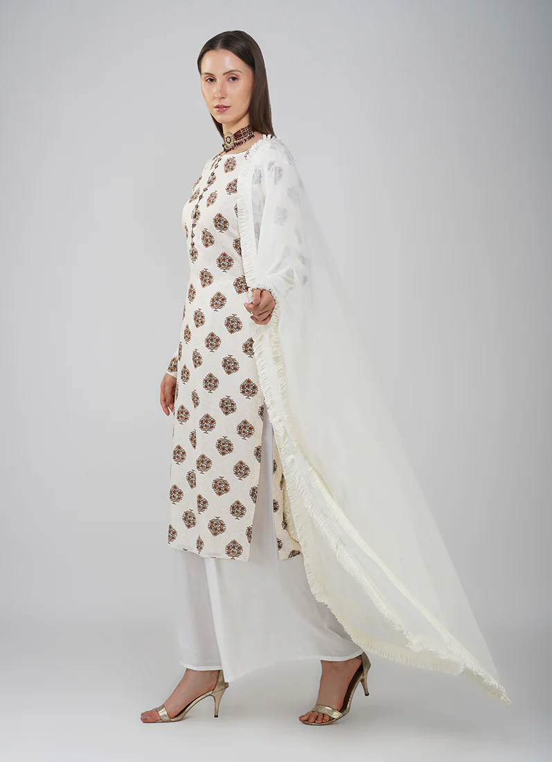 Off-White Printed Straight Cut Suit Set - Image 3