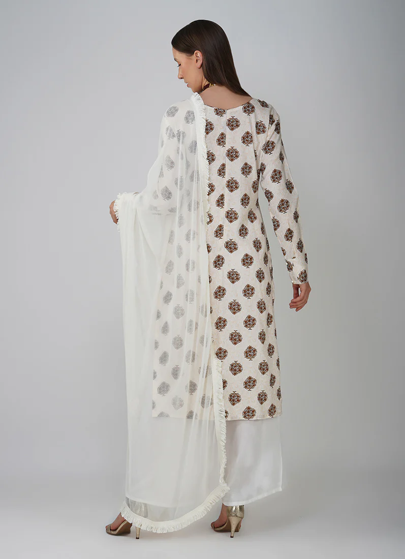 Off-White Printed Straight Cut Suit Set - Image 5