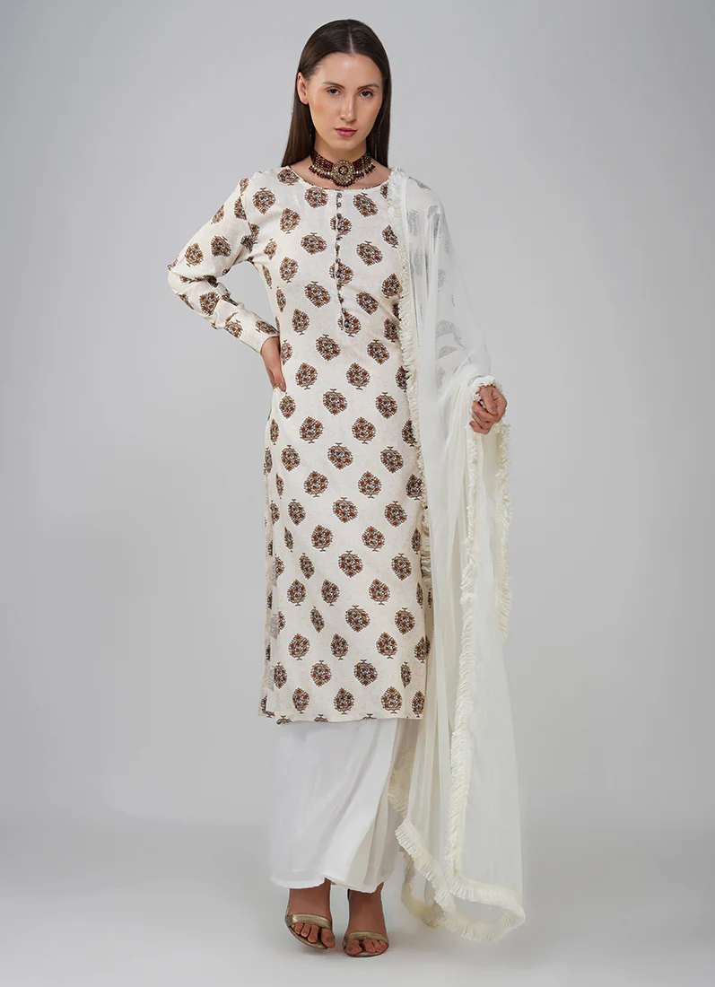 Off-White Printed Straight Cut Suit Set - Image 6