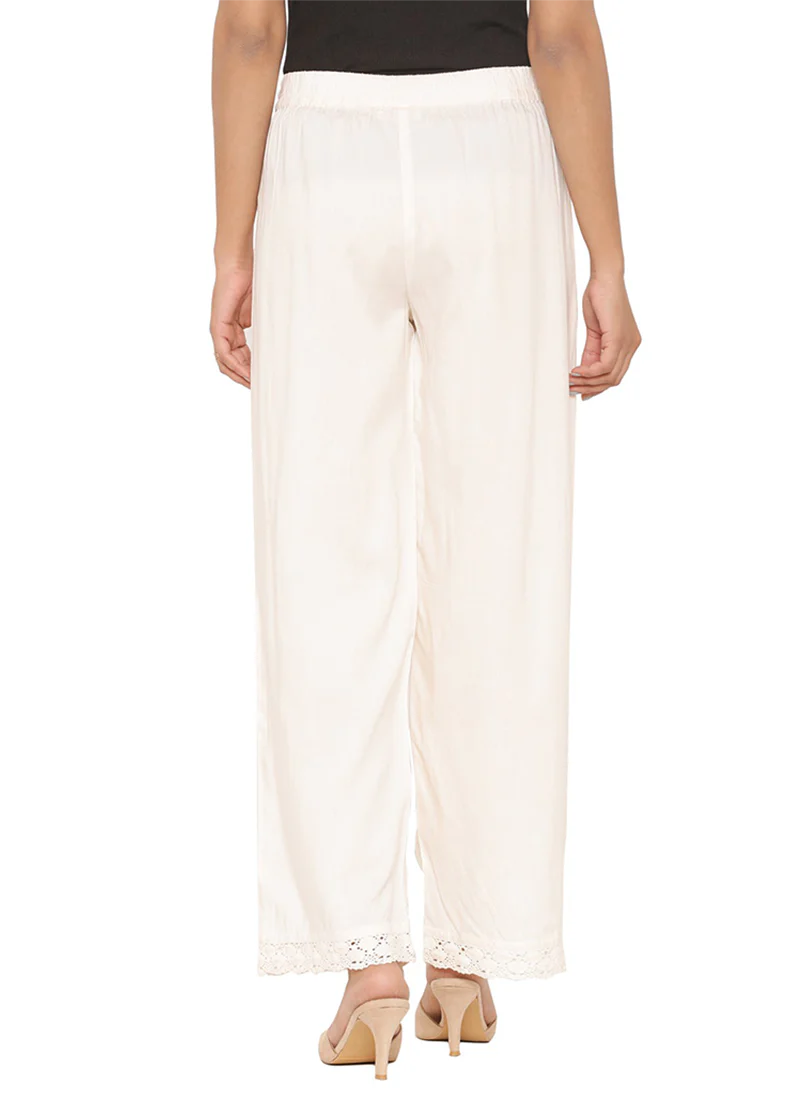 Off-White Rayon Lace Palazzo - Image 2