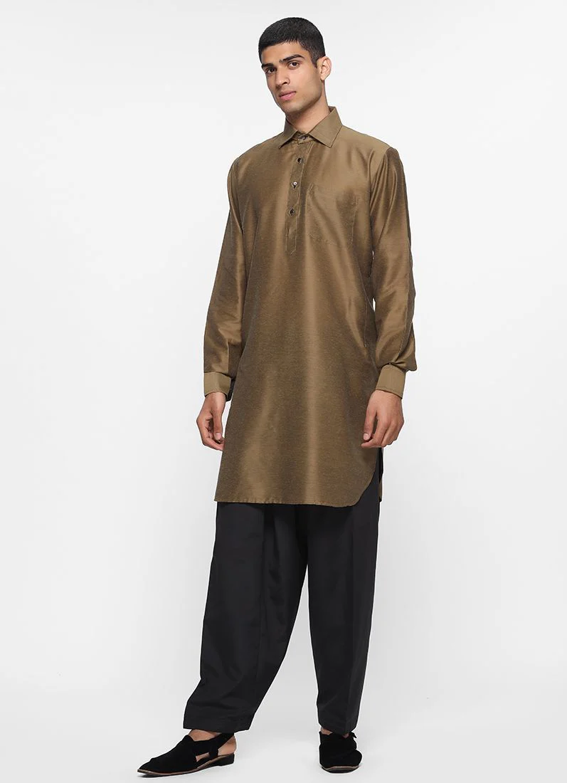 Olive Lapel Salwar Suit - Image 2