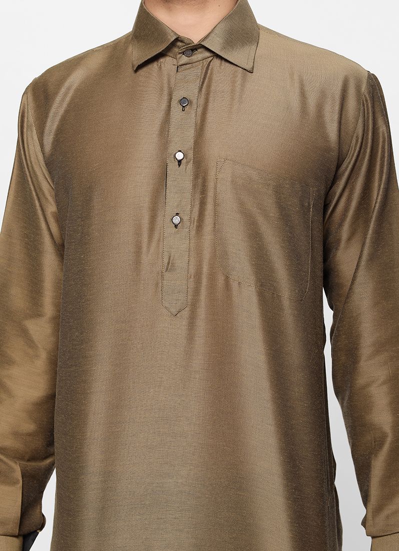 Olive Lapel Salwar Suit - Image 3