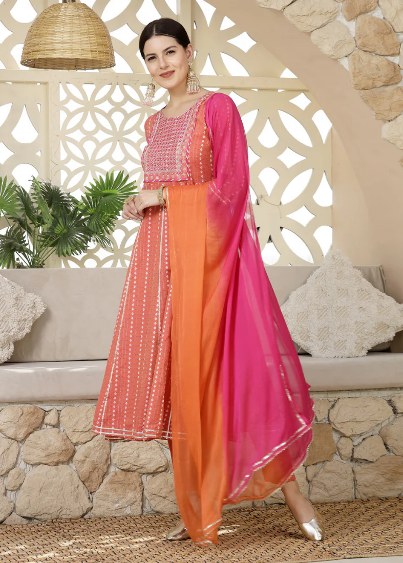 Orange Cotton Naira Cut Suit Set - Image 2