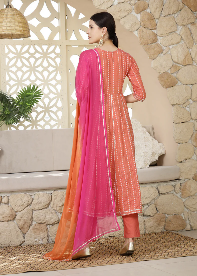 Orange Cotton Naira Cut Suit Set - Image 3