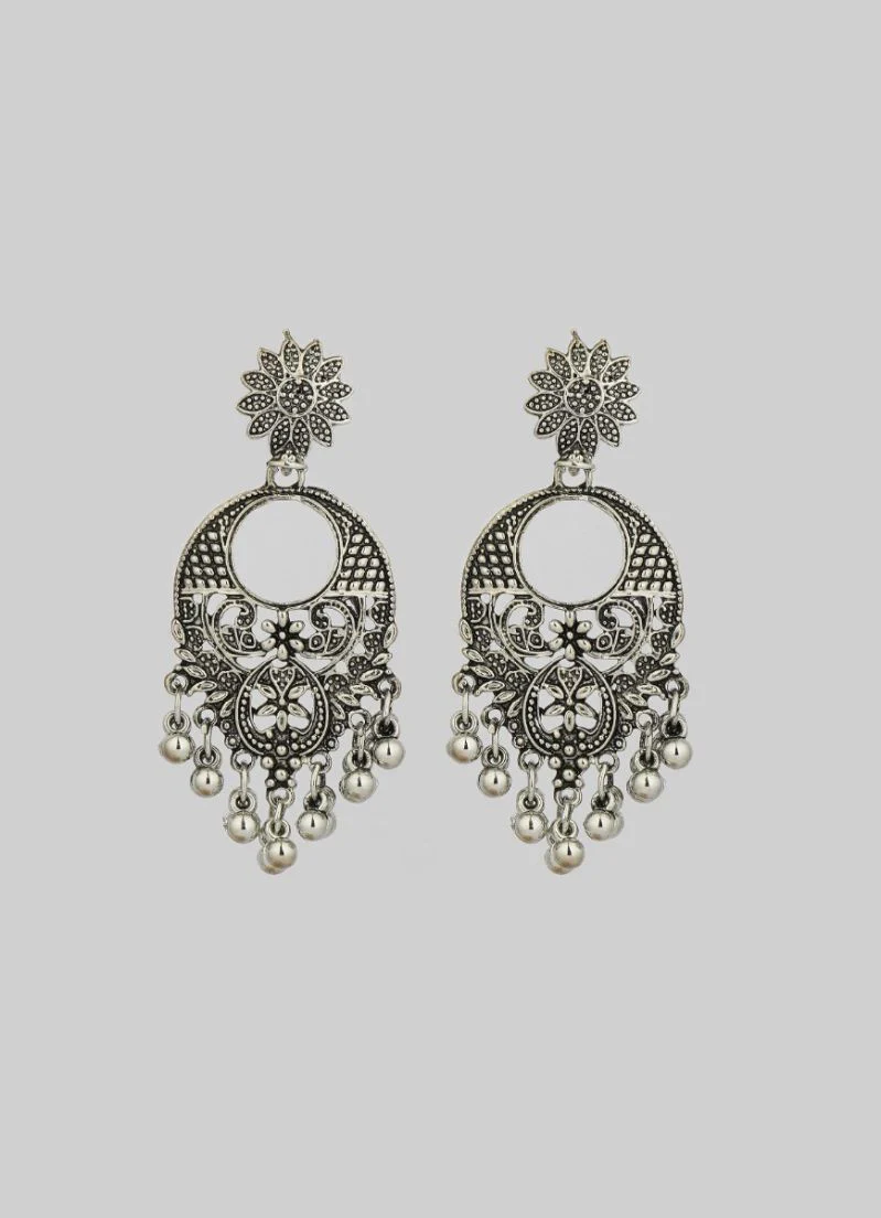 Oxidised Earrings with Silver Droplet - Image 2