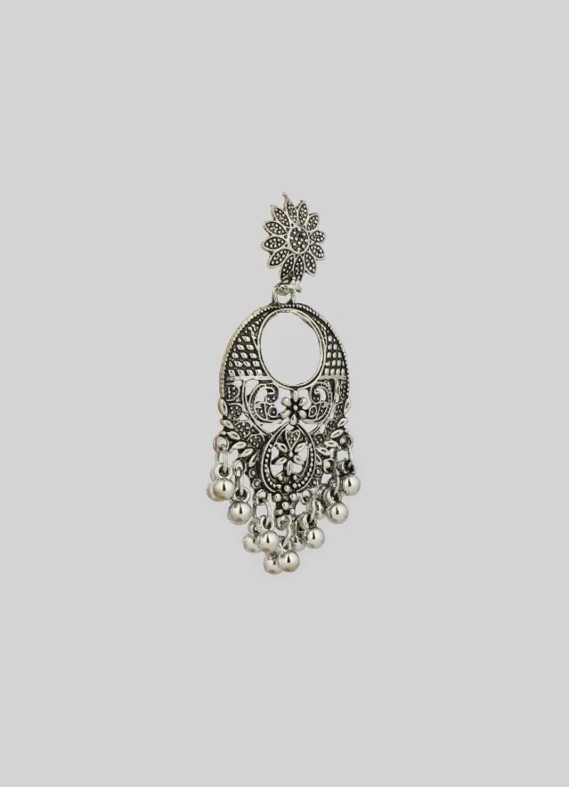 Oxidised Earrings with Silver Droplet - Image 3