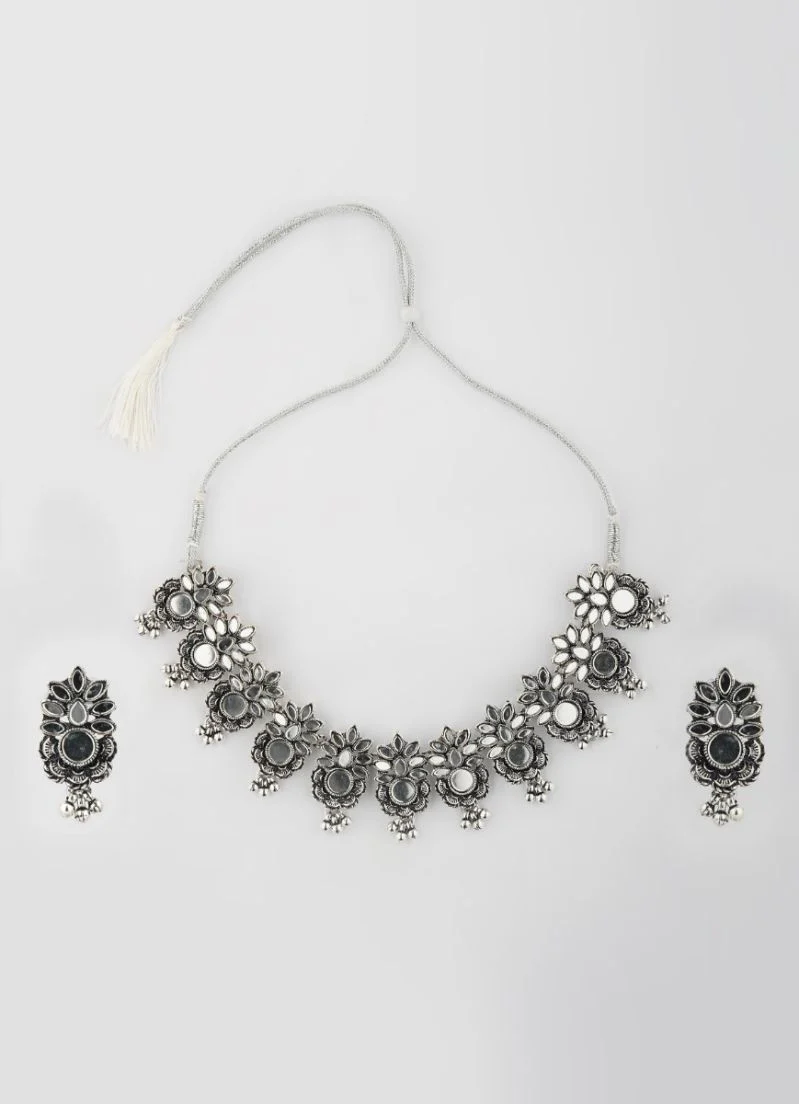 Oxidised Mirror Necklace Set - Image 2