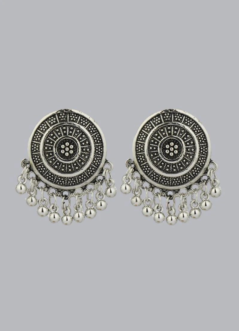 Oxidised Silver Stud Earrings - Image 2
