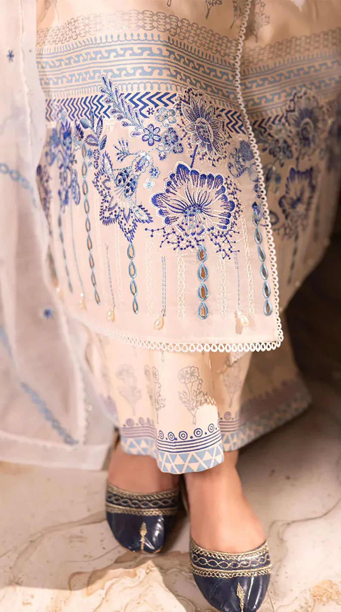 Peach Block Printed Suit Set - Image 4