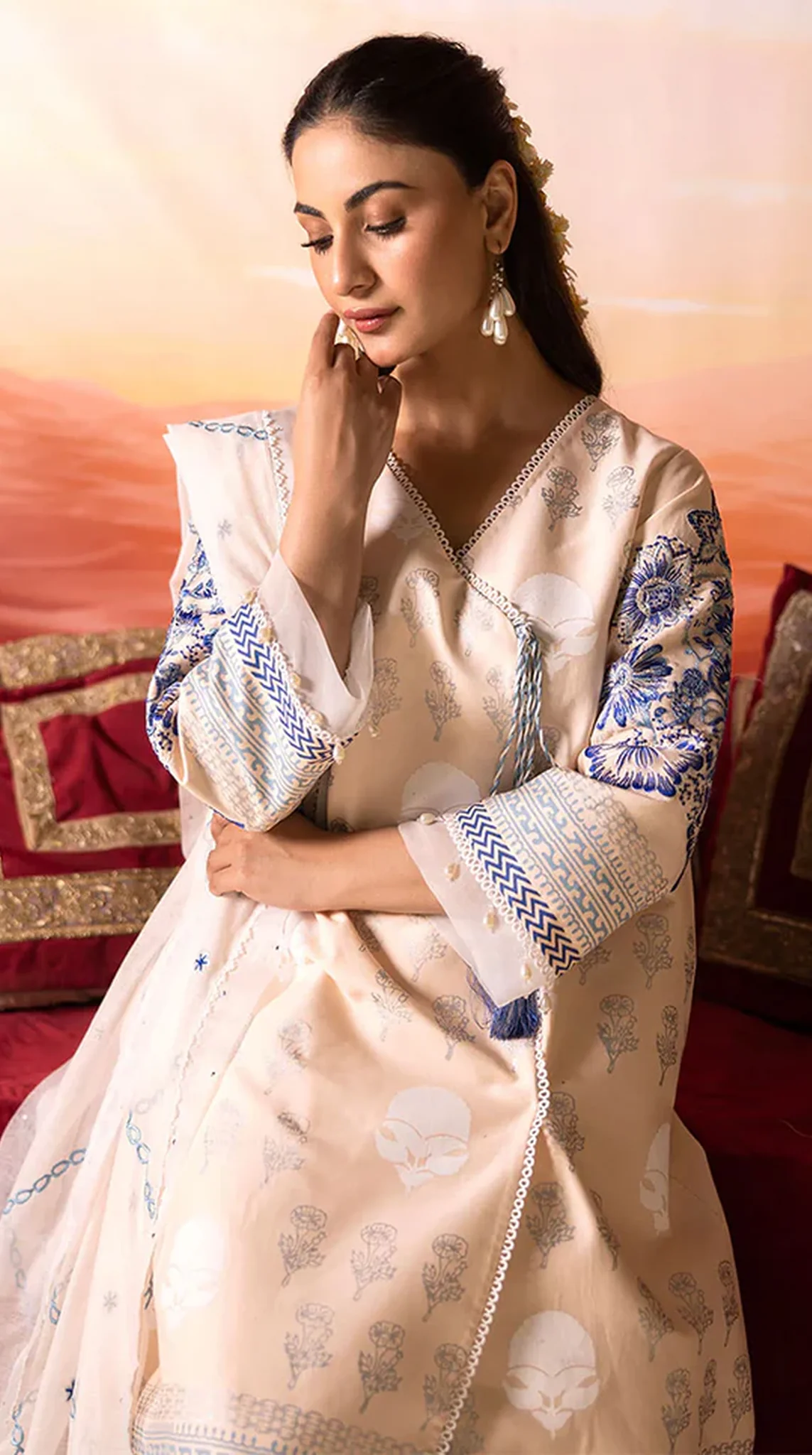 Peach Block Printed Suit Set - Image 5