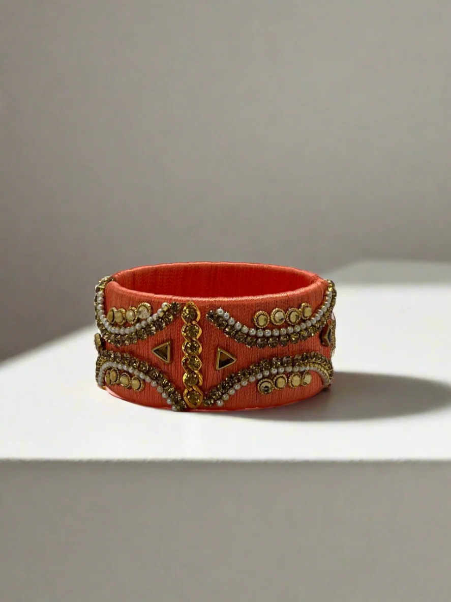 Peach Intricate Embellished Cuff - Image 2