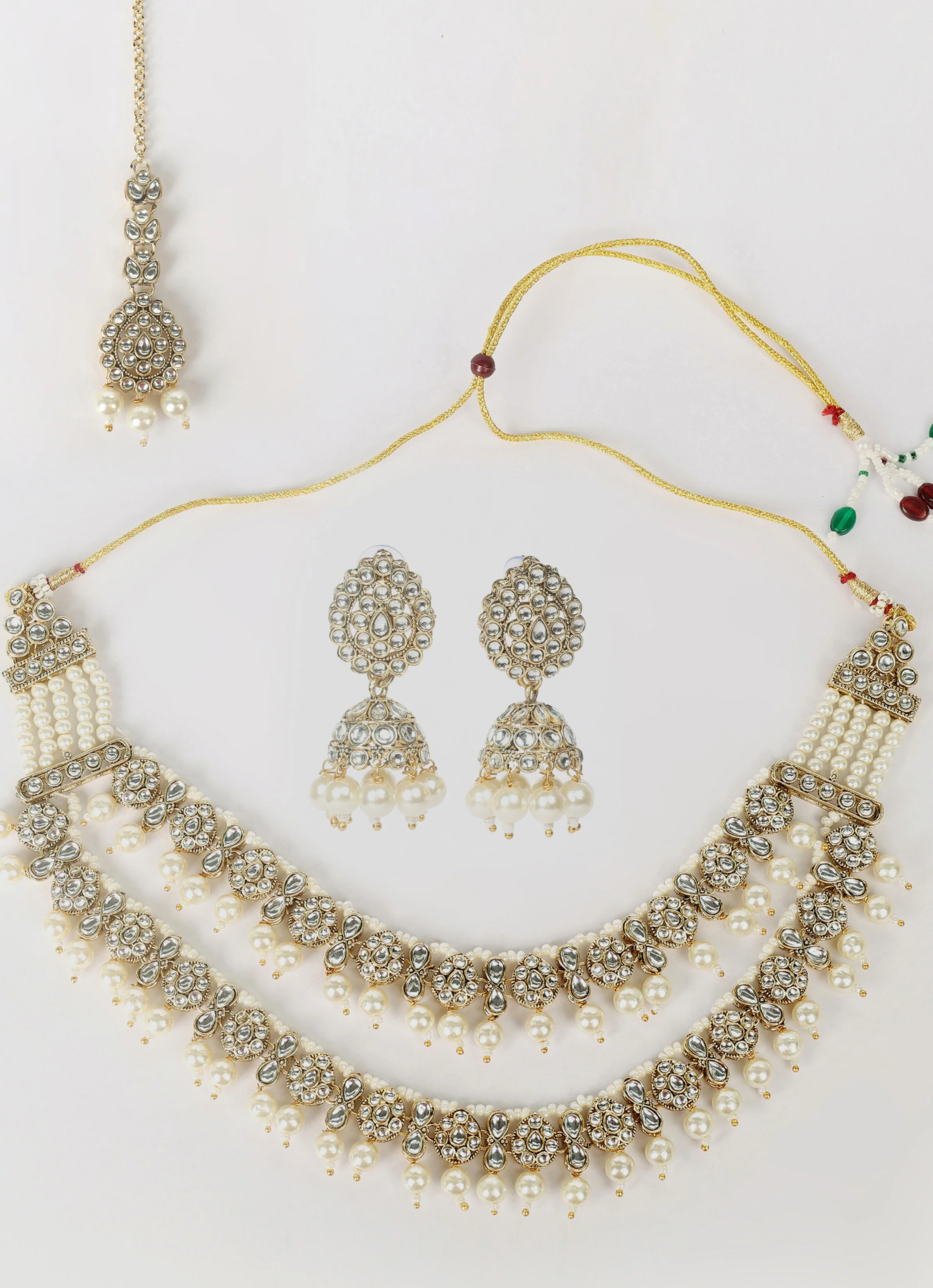 Pearl Kundan Heavy Necklace Set - Image 2