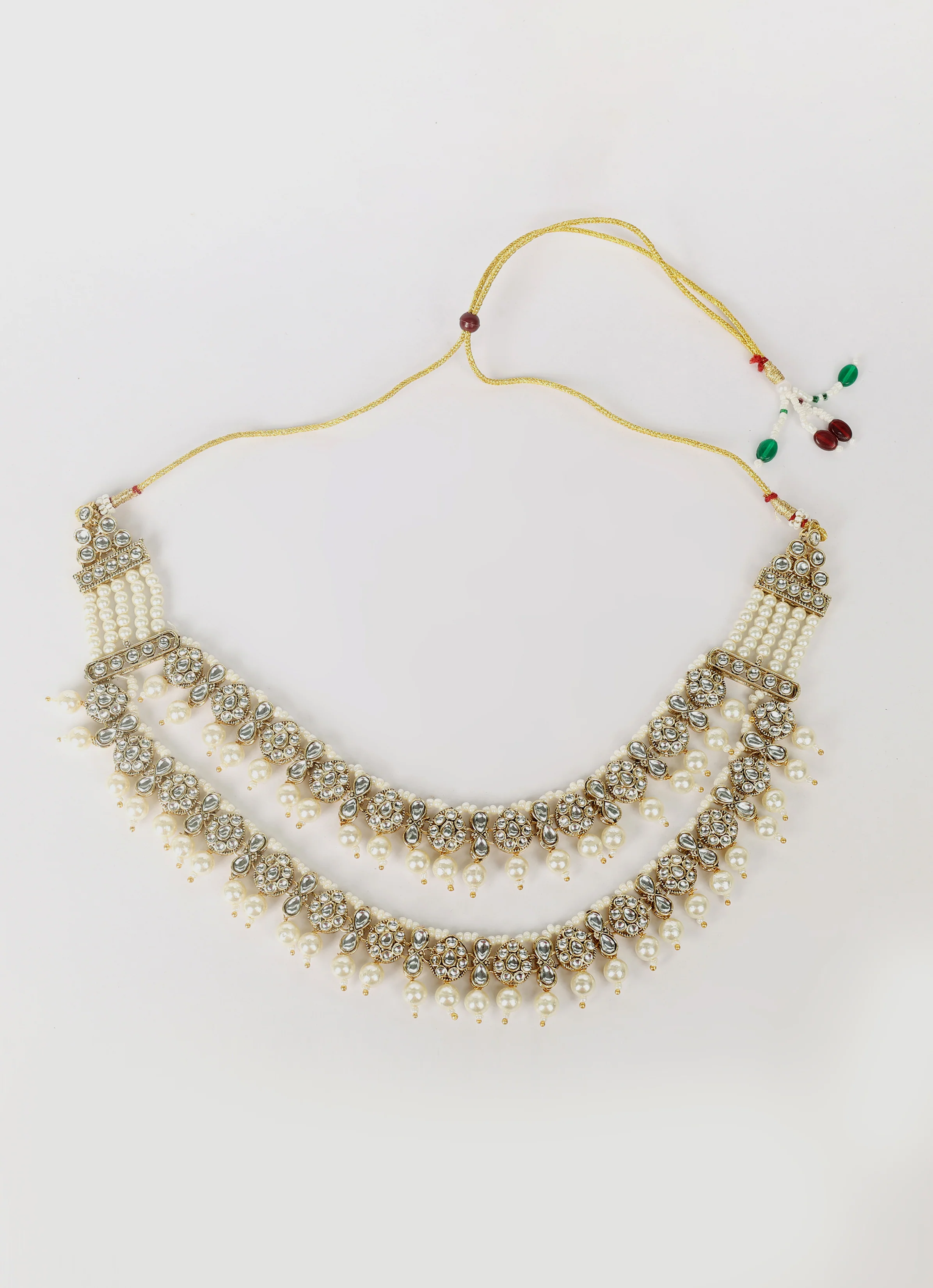 Pearl Kundan Heavy Necklace Set - Image 3