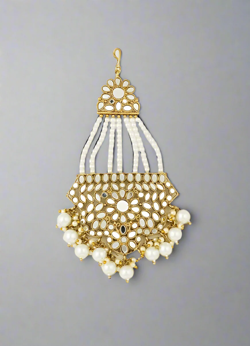 Ivory Pearl Mirror Antique Gold Passa with Pearl Finish - Image 3