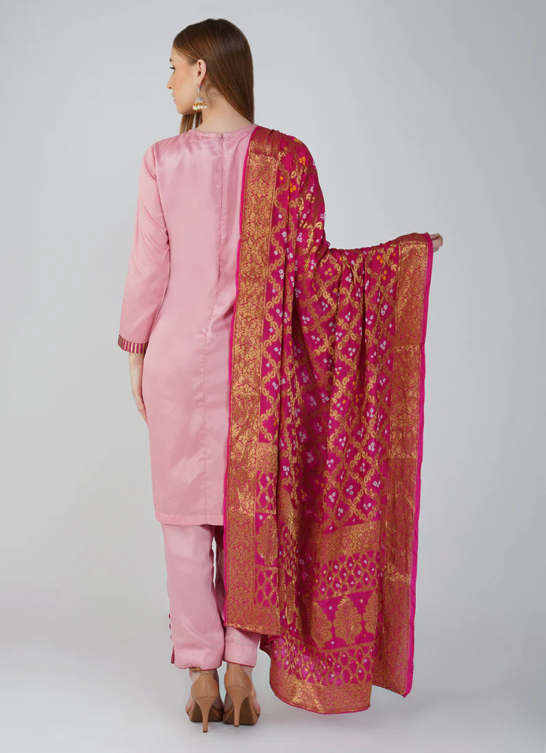 Pink Banrasi Dupatta Suit Set - Image 5