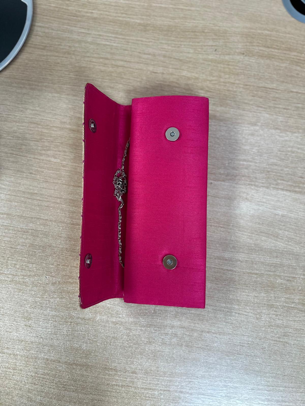 Pink Brocade Envelope Clutch - Image 3